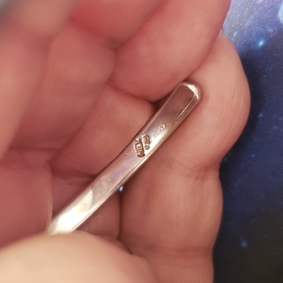 Adorable Made In MEXICO 925 Sterling Silver Cuff Bangle With Crystals - Picture 4 of 5